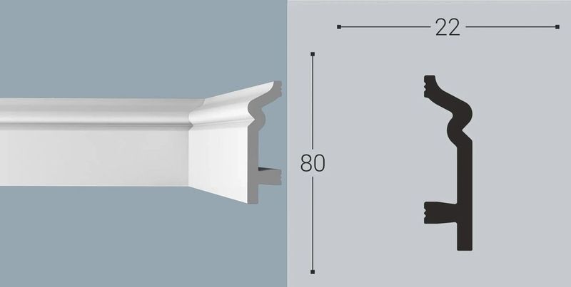 Плинтус BELLODECO ROYCE XPS RP 2 Дюрополимер (80х22х2000) (14шт/уп) 22х80