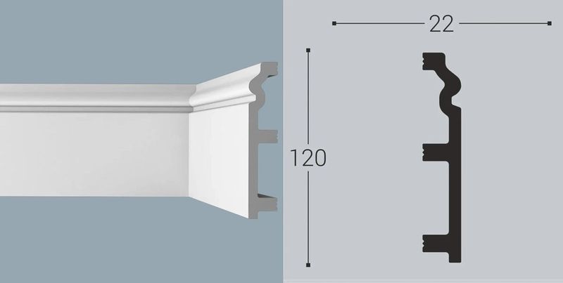 Плинтус BELLODECO ROYCE XPS RP 5 Дюрополимер (120х22x2000) (9шт/уп) 22х120