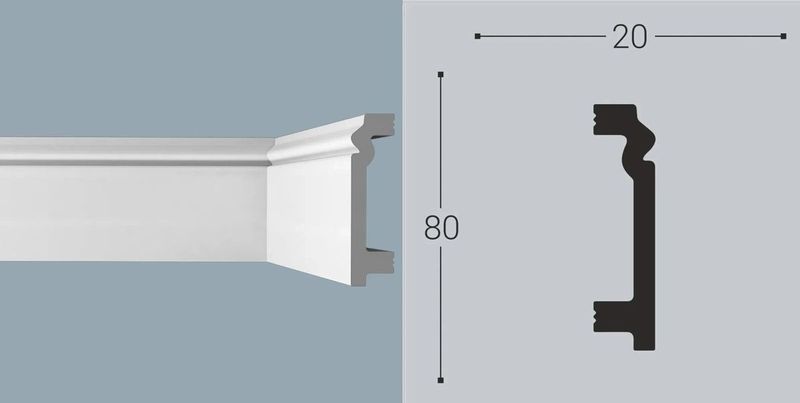 Плинтус BELLODECO ROYCE XPS RP 3 Дюрополимер (80х20х2000) (14шт/уп) 20х80