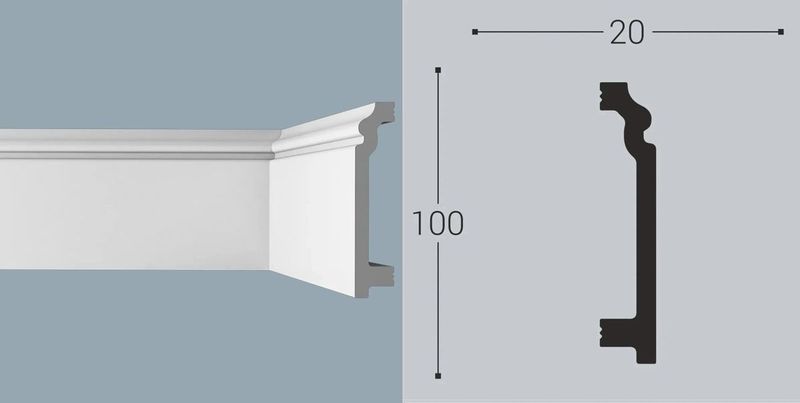 Плинтус BELLODECO ROYCE XPS RP 4 Дюрополимер (100х20х2000) (11шт/уп) 20х100